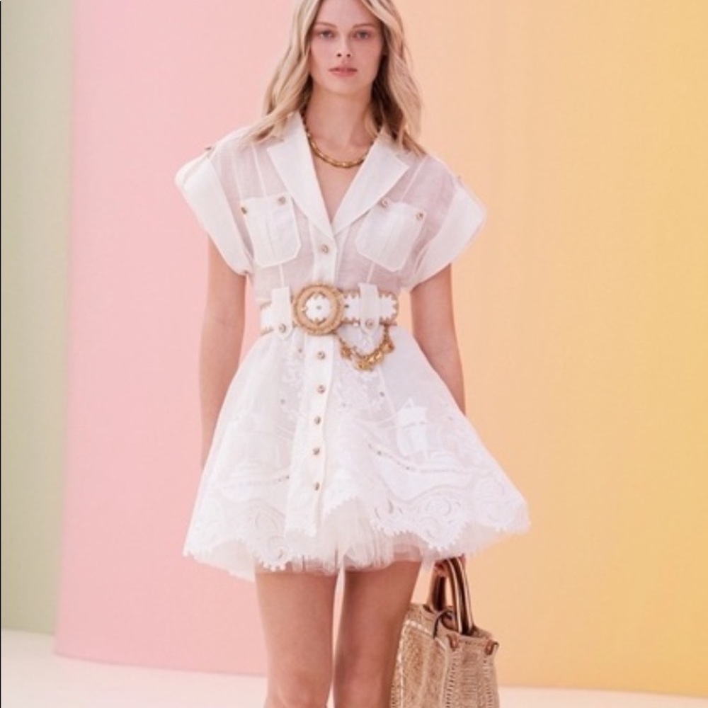 Zimmermann postcard embroidered mini dress